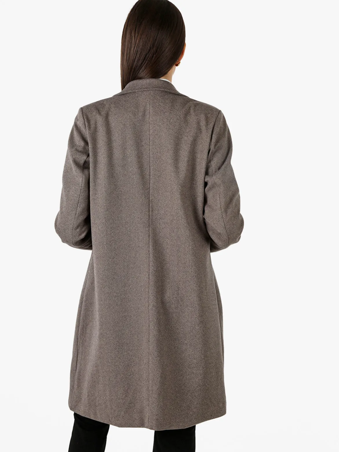My Station Cappotto donna spigato in simil lana - taupe
