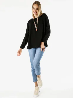 My Style Felpa oversize da donna in misto cotone con collana - nero
