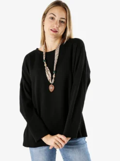 My Style Felpa oversize da donna in misto cotone con collana - rosa