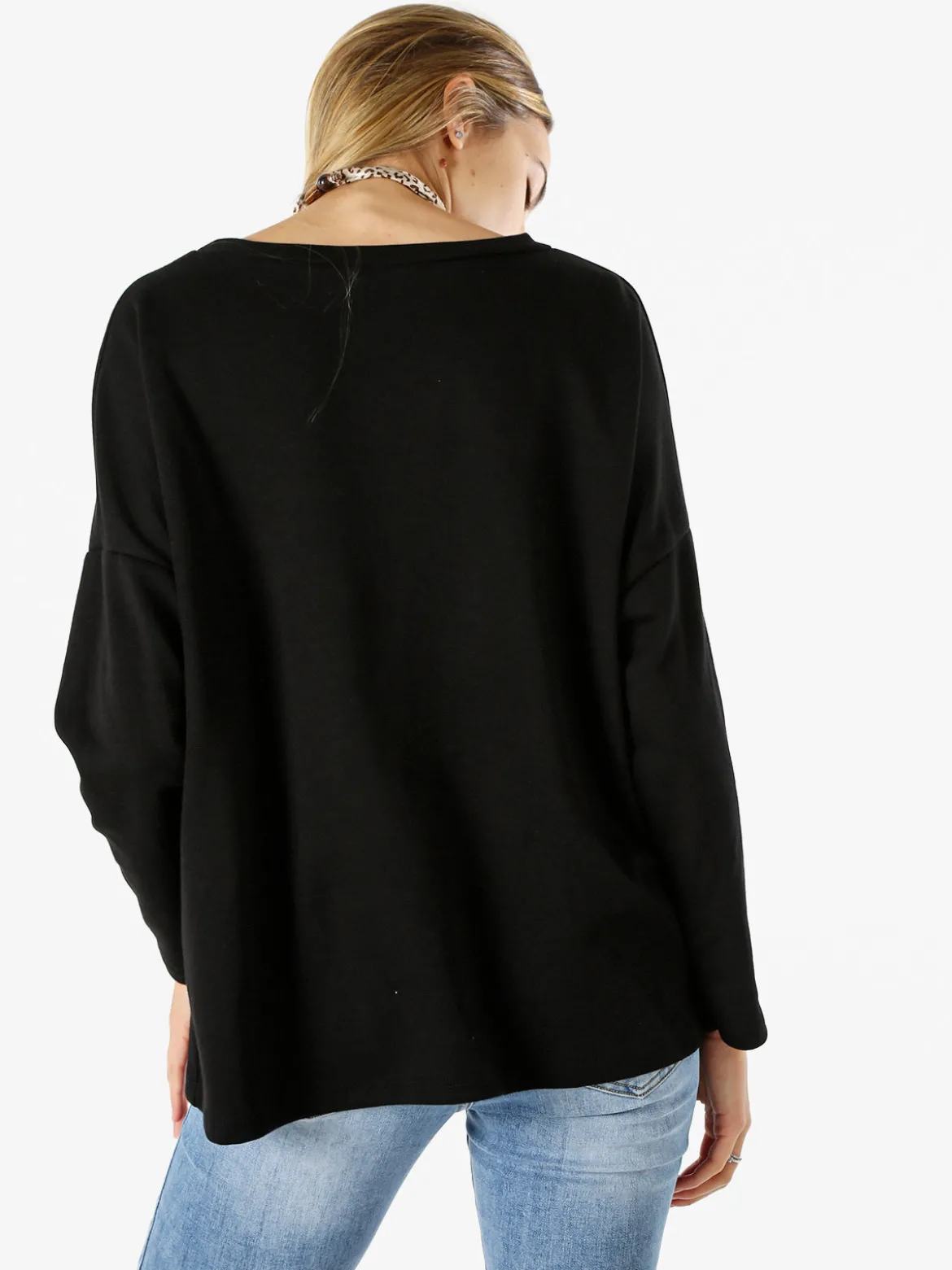 My Style Felpa oversize da donna in misto cotone con collana - rosa