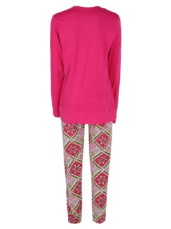 Nacshua Pigiama lungo da donna in cotone con stampe
