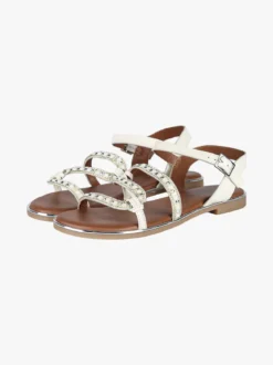 Nakoa Sandali bassi in pelle da donna con perline e strass