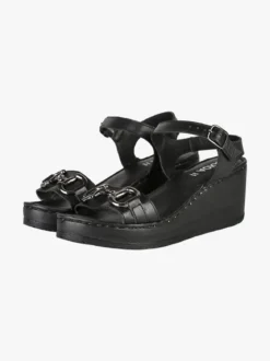 Nakoa Sandali donna in pelle con zeppa e plateau