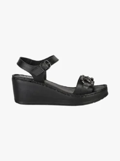 Nakoa Sandali donna in pelle con zeppa e plateau