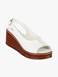 Nakoa Sandali donna in pelle con zeppa e plateau