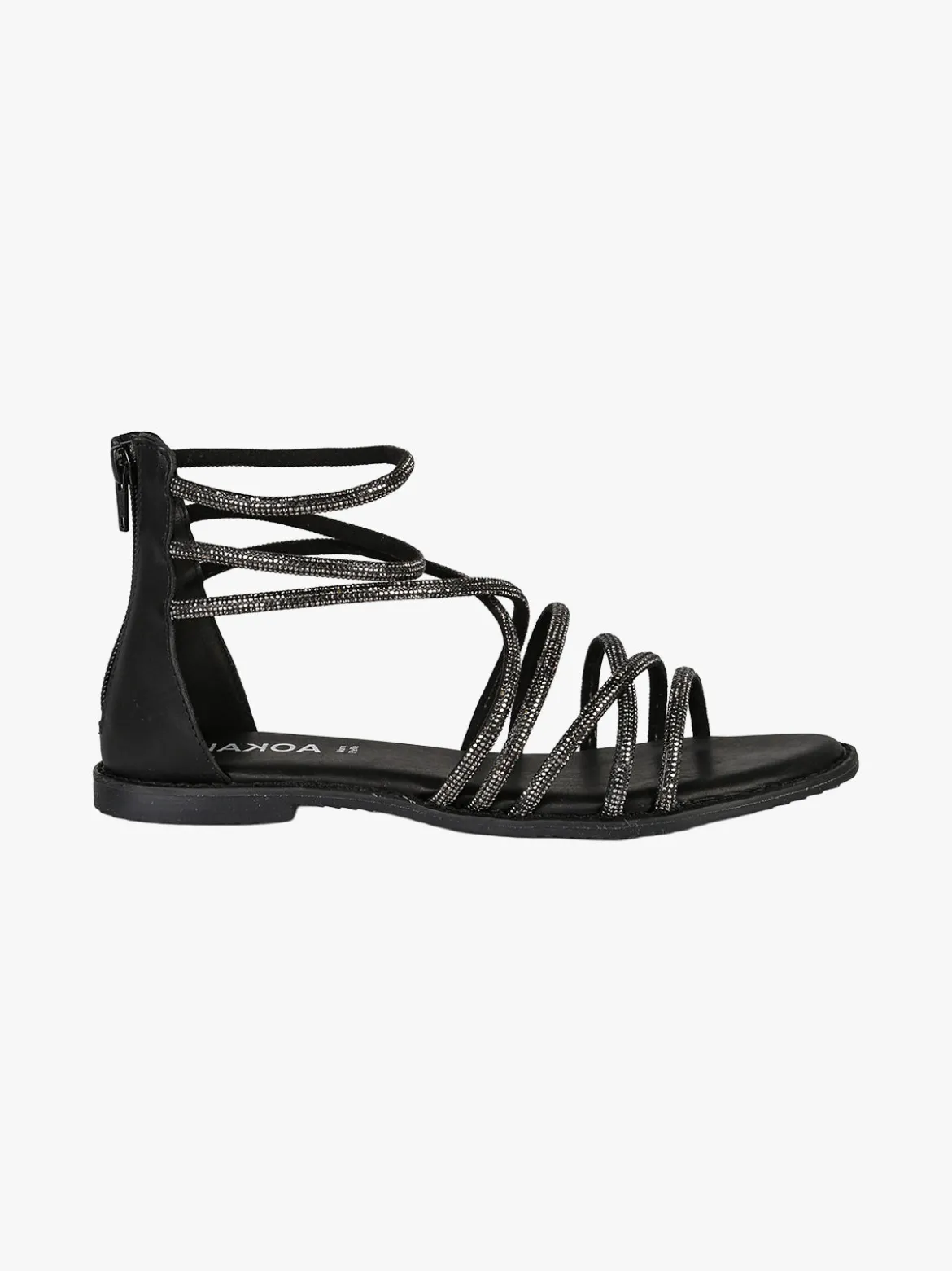Nakoa Sandali gioiello in pelle da donna con tallone chiuso e zip