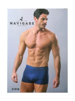 Navigare Boxer uomo rigato in cotone - blu scuro