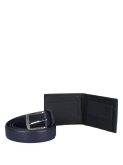 Navigare Confezione regalo da uomo con cintura e portafoglio in pelle - blu