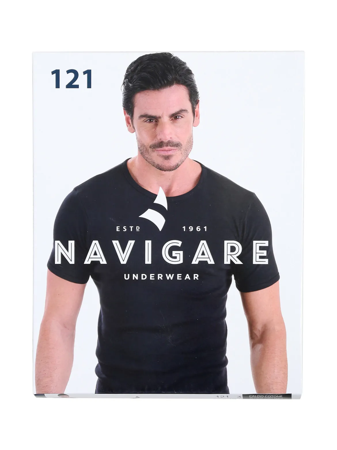 Navigare T-shirt intima da uomo girocollo in caldo cotone - blu