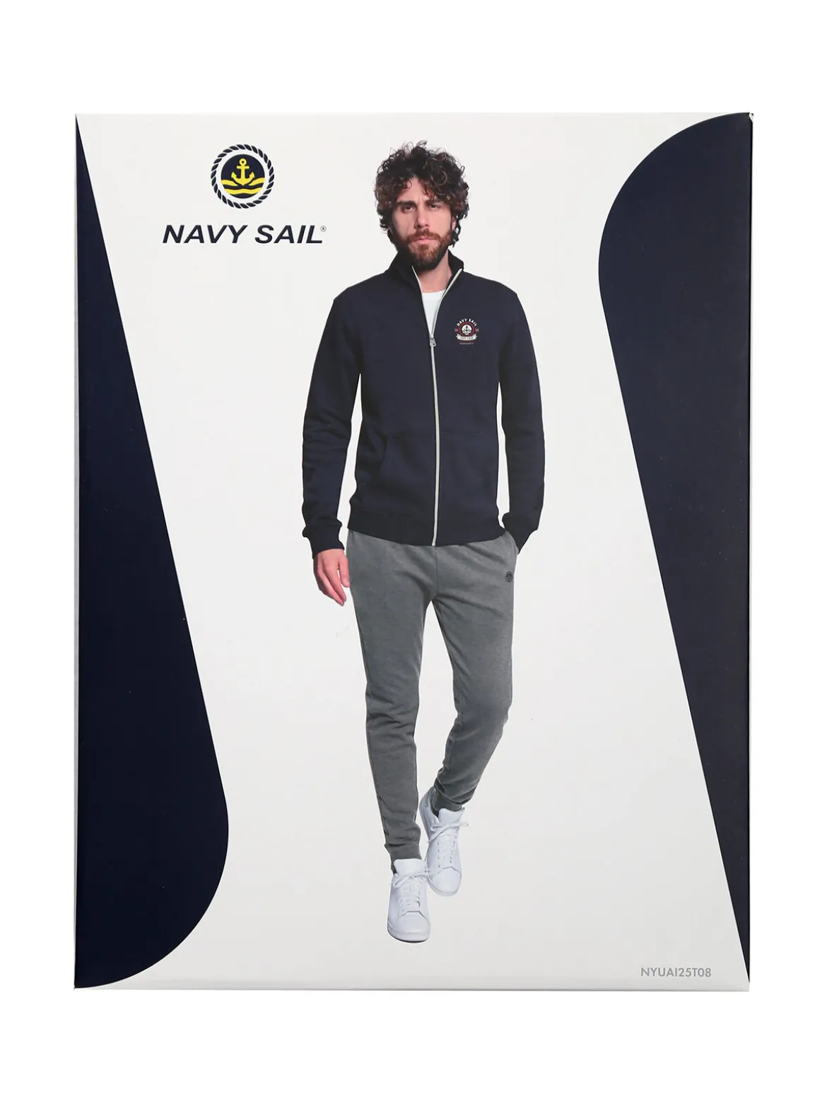 Navy Sail Completo tuta da uomo felpata con zip intera - blu scuro