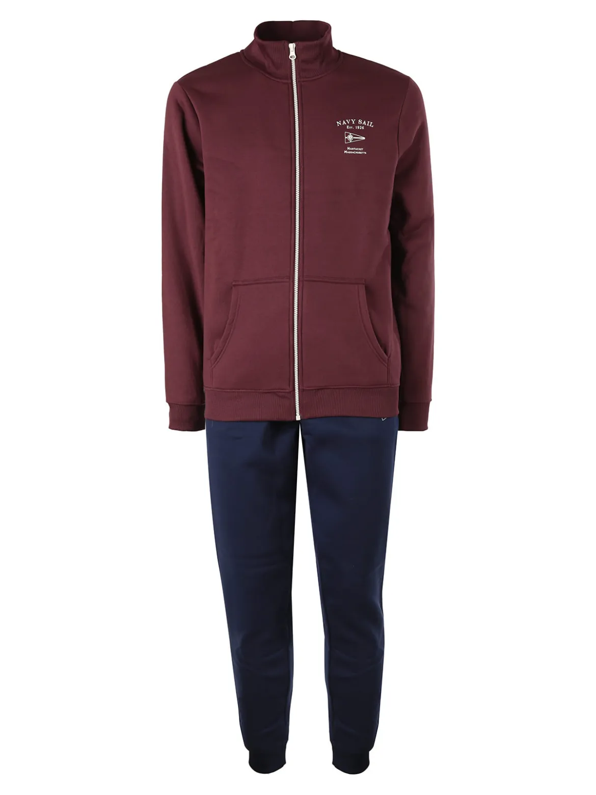 Navy Sail Completo tuta da uomo felpata full zip - bordeaux