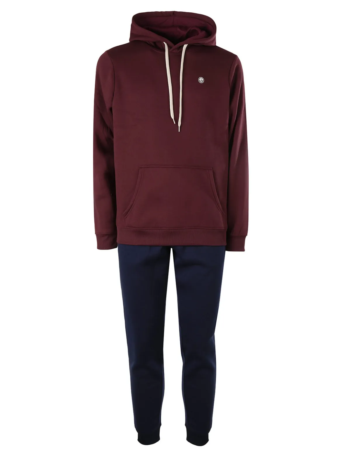 Navy Sail Completo tuta felpata da uomo con cappuccio - bordeaux