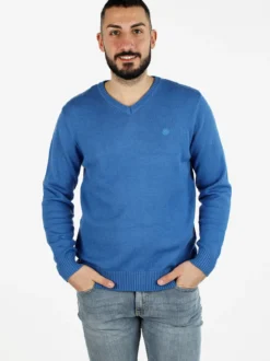 Navy Sail Maglione da uomo misto lana con scollo V