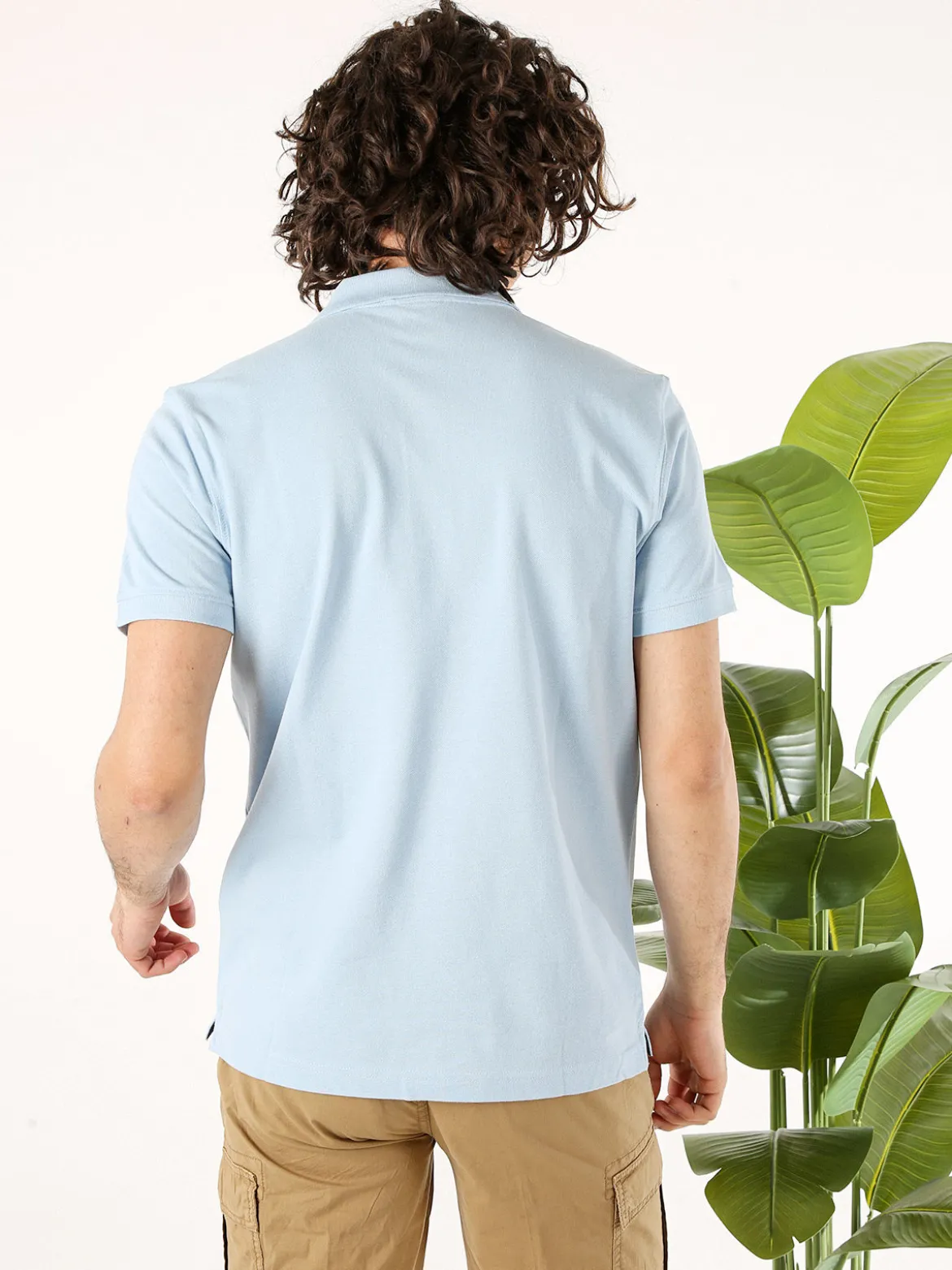 Navy Sail Polo da uomo in cotone a maniche corte - azzurro