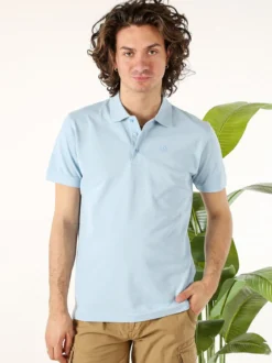 Navy Sail Polo da uomo in cotone a maniche corte - azzurro