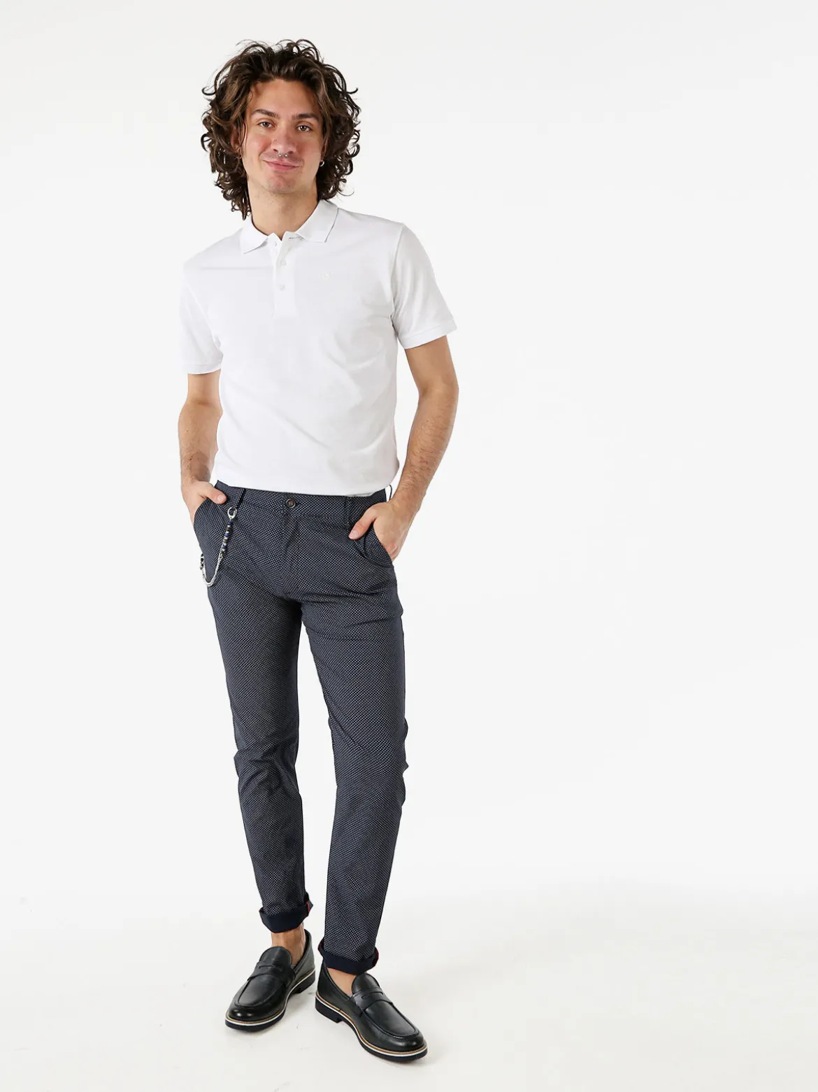 Navy Sail Polo da uomo in cotone a maniche corte - bianco
