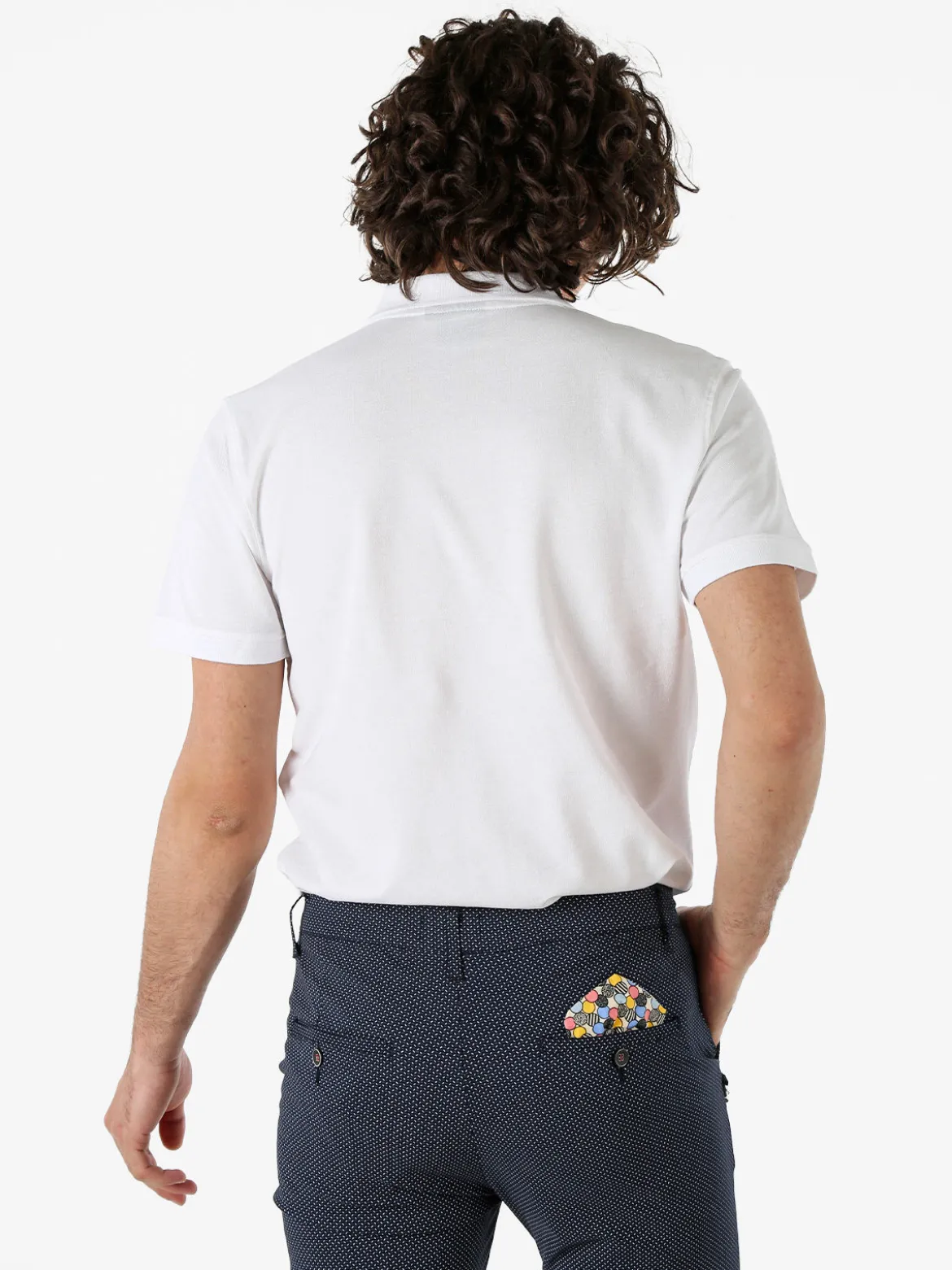 Navy Sail Polo da uomo in cotone a maniche corte - bianco