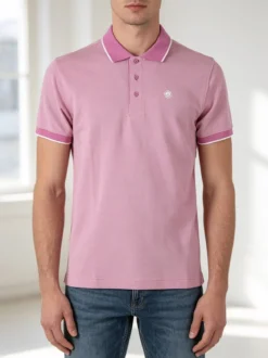 Navy Sail Polo da uomo in cotone a maniche corte con logo - rosa