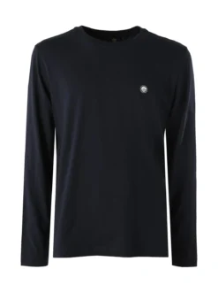 Navy Sail T-shirt da uomo a maniche lunghe in cotone - blu scuro