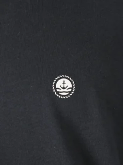 Navy Sail T-shirt da uomo a maniche lunghe in cotone - blu scuro