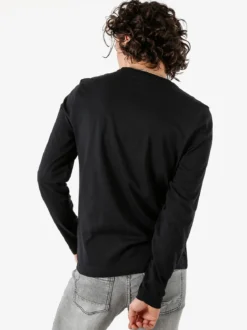 Navy Sail T-shirt da uomo a maniche lunghe in cotone - nero
