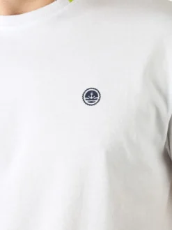 Navy Sail T-shirt da uomo in cotone con logo - bianco