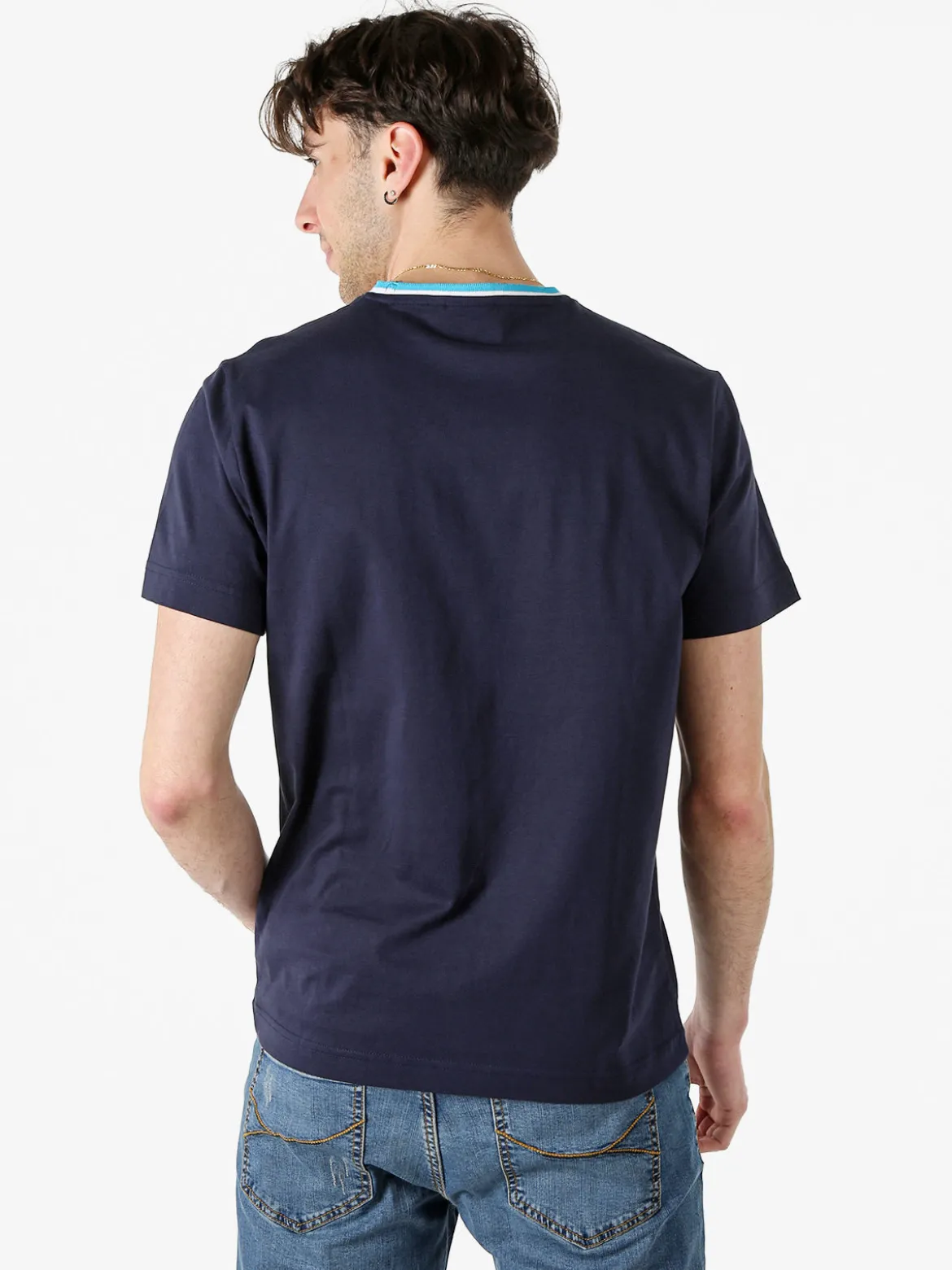 Navy Sail T-shirt da uomo in cotone con logo - blu scuro
