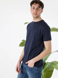 Navy Sail T-shirt da uomo in cotone con logo - blu scuro