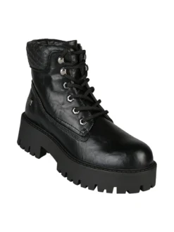 Nazareno Gabrielli Anfibi donna stringati con suola chunky - nero