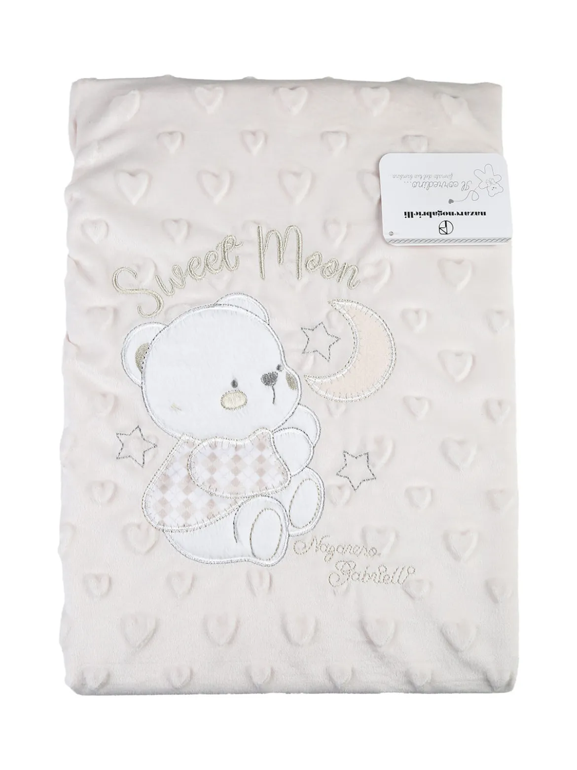 Nazareno Gabrielli Copertina culla double face in pile con orsetto - beige