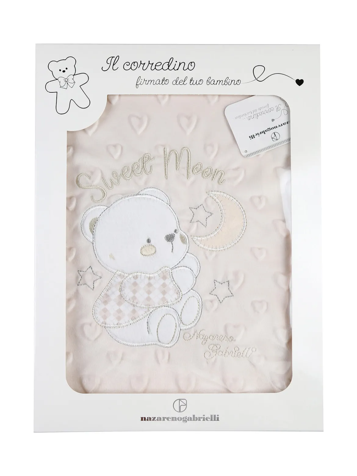 Nazareno Gabrielli Copertina culla double face in pile con orsetto - beige