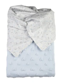 Nazareno Gabrielli Copertina culla double face in pile con orsetto - azzurro