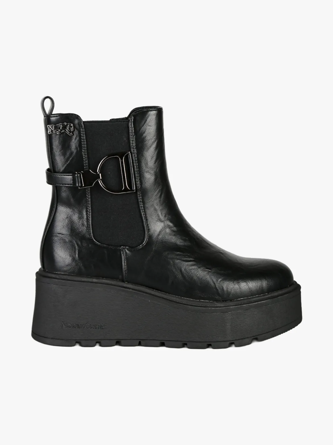 Nazareno Gabrielli Stivaletti donna con zeppa platform e zip - nero