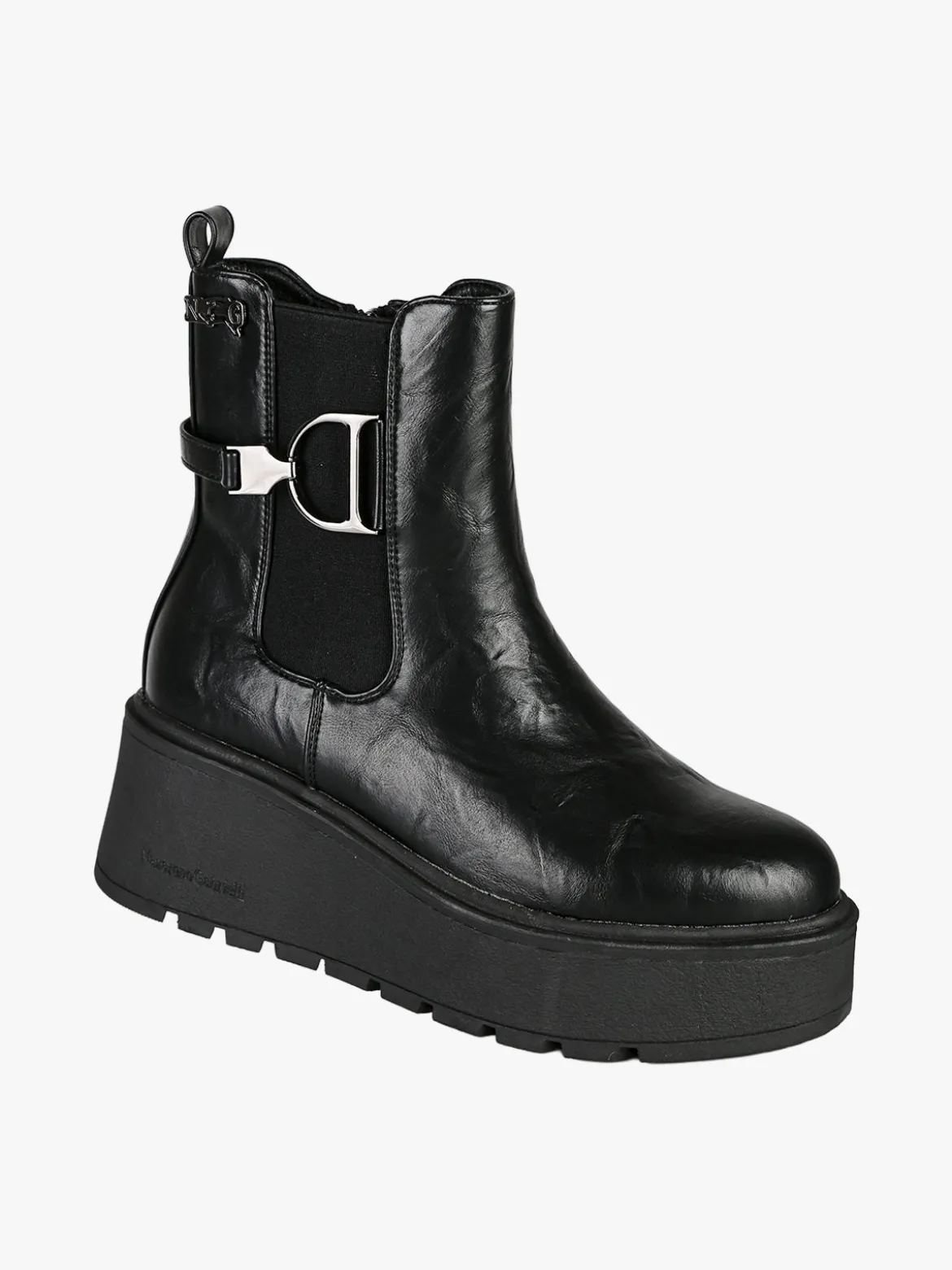 Nazareno Gabrielli Stivaletti donna con zeppa platform e zip - nero