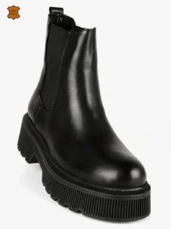 Nerofumo Stivaletti in pelle chelsea con tacco e plateau