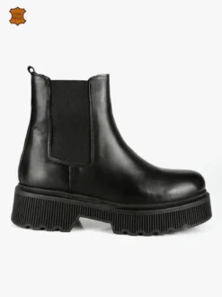 Nerofumo Stivaletti in pelle chelsea con tacco e plateau