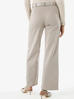 New Gj Pantaloni donna a palazzo spigati con cintura - beige