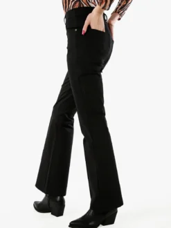 New Gj Pantaloni donna a zampa con cucitura centrale - nero