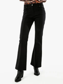 New Gj Pantaloni donna a zampa con cucitura centrale - nero