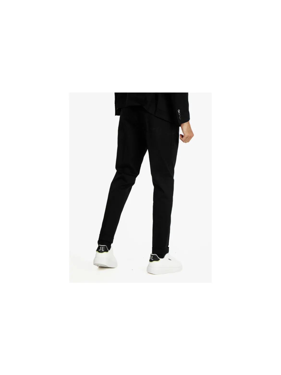 New Marshll Pantaloni da uomo in cotone con risvolti sul finale - nero