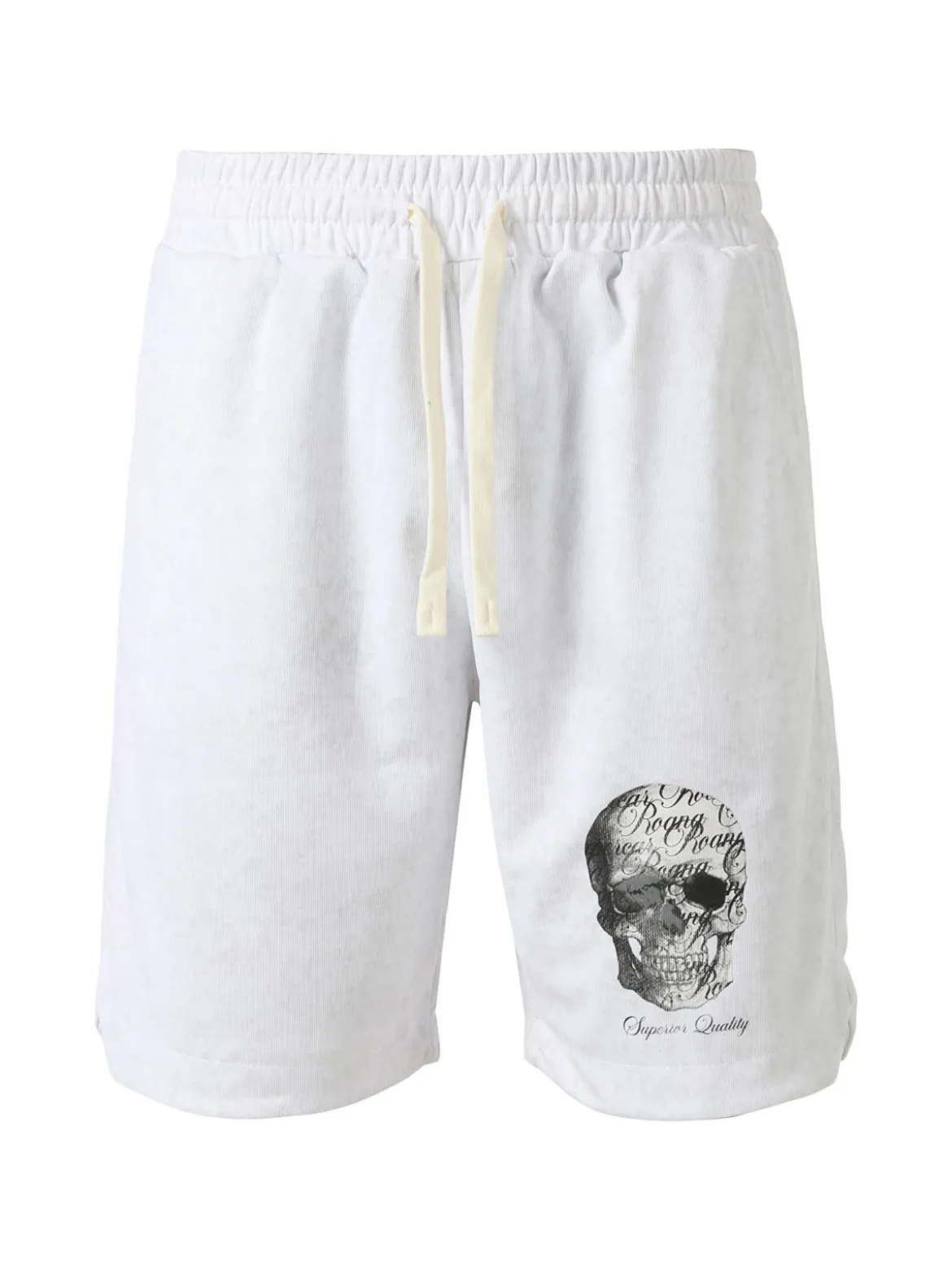 New Mentality Bermuda da uomo con coulisse e stampa teschio - bianco