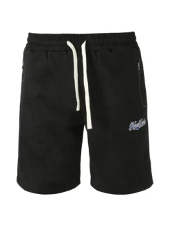 New Mentality Bermuda da uomo con coulisse e tasche frontali con zip - nero