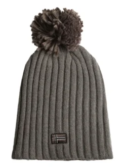 Norway Cappello donna in maglia con pompon - fango