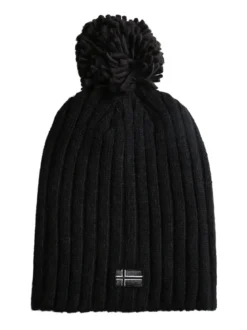 Norway Cappello donna in maglia con pompon - nero