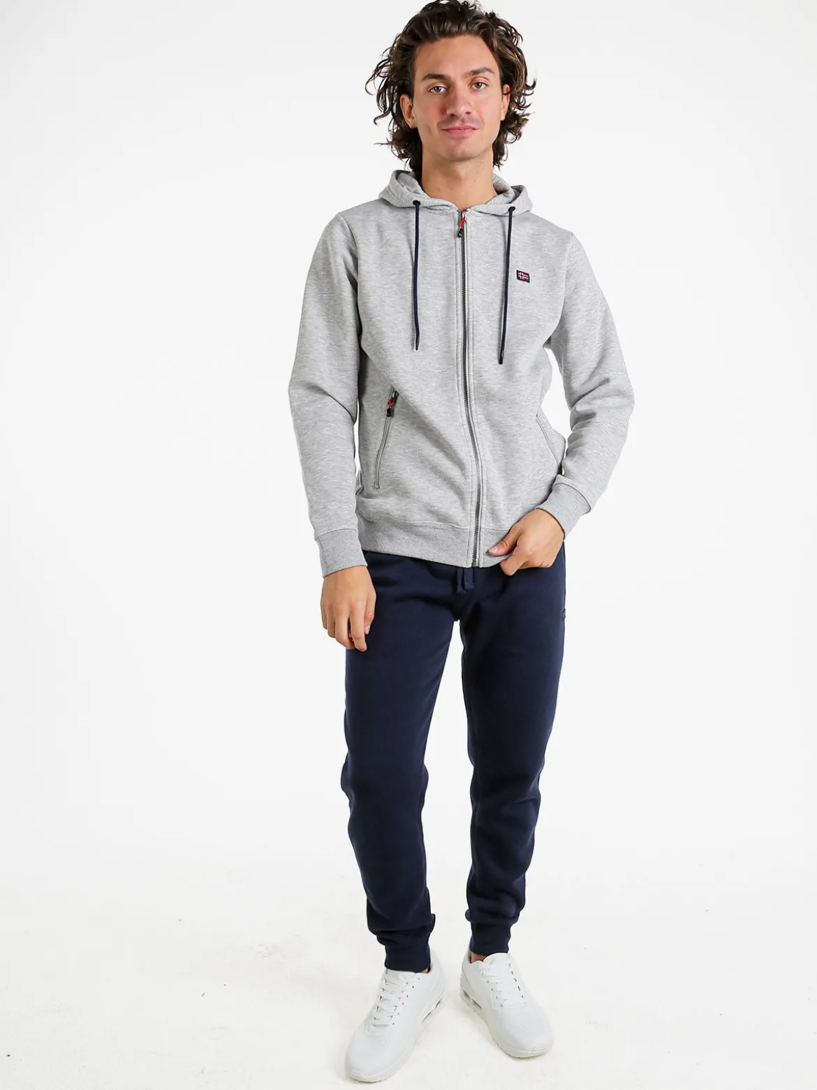 Norway Felpa da uomo con cappuccio e zip - grigio