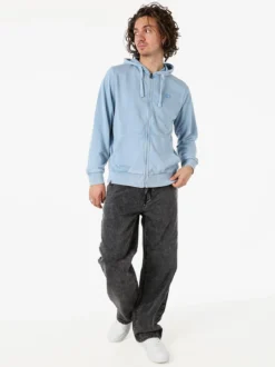 Norway Felpa da uomo full zip con cappuccio e stampa dietro - azzurro