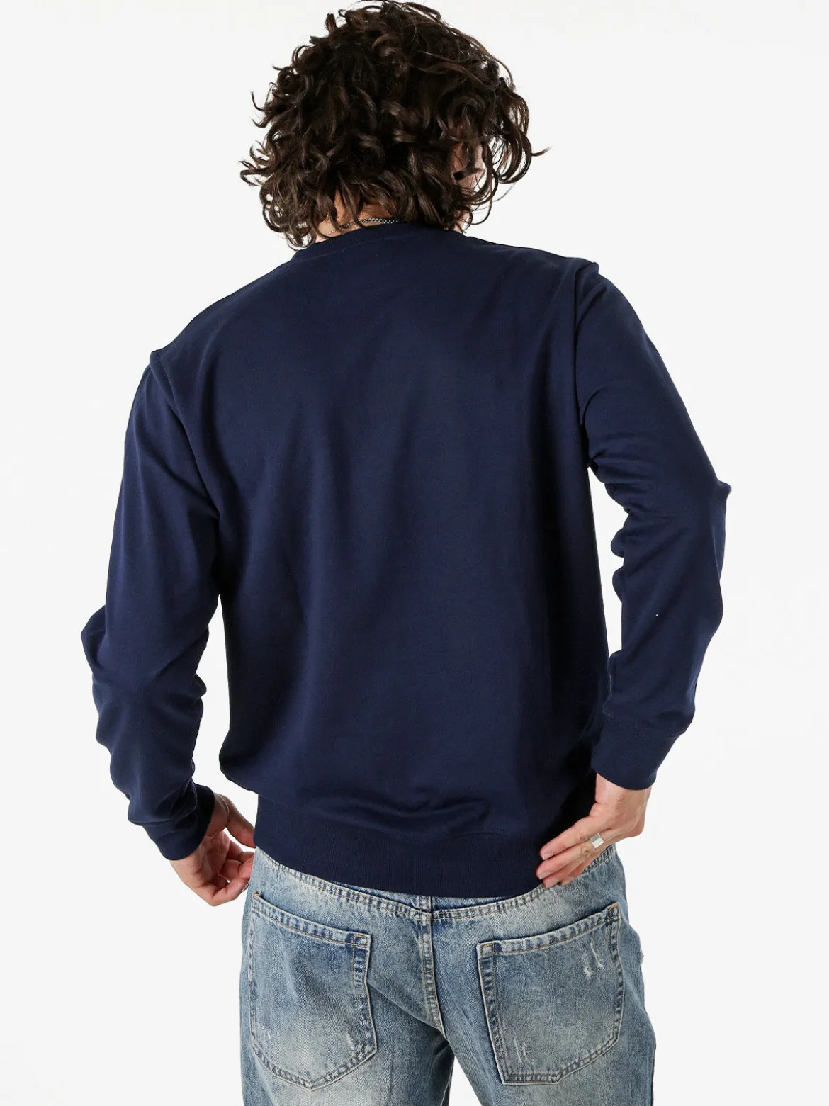 Norway Felpa girocollo da uomo in misto cotone con logo - blu scuro