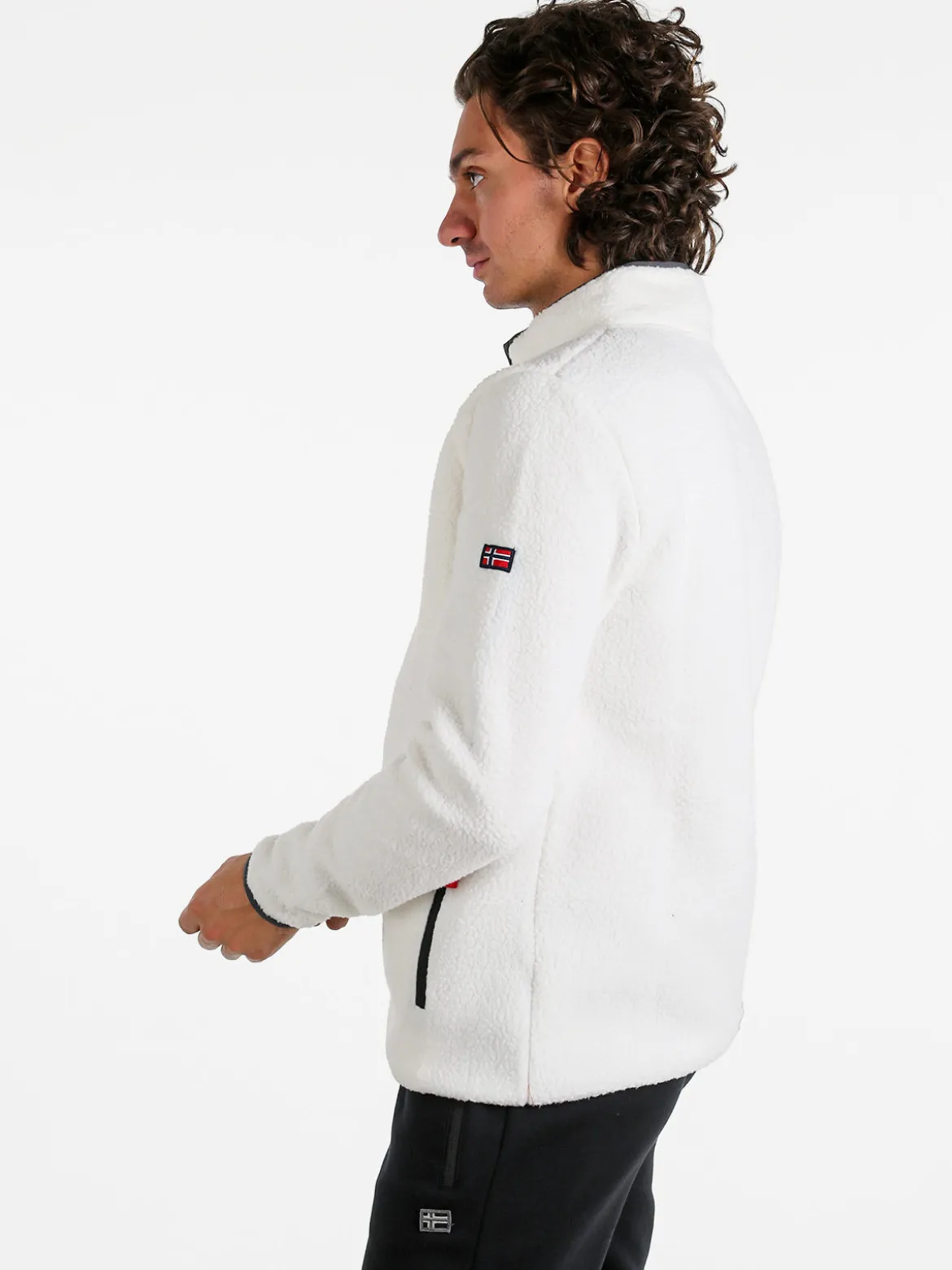 Norway Felpa in pile da uomo con zip intera - bianco