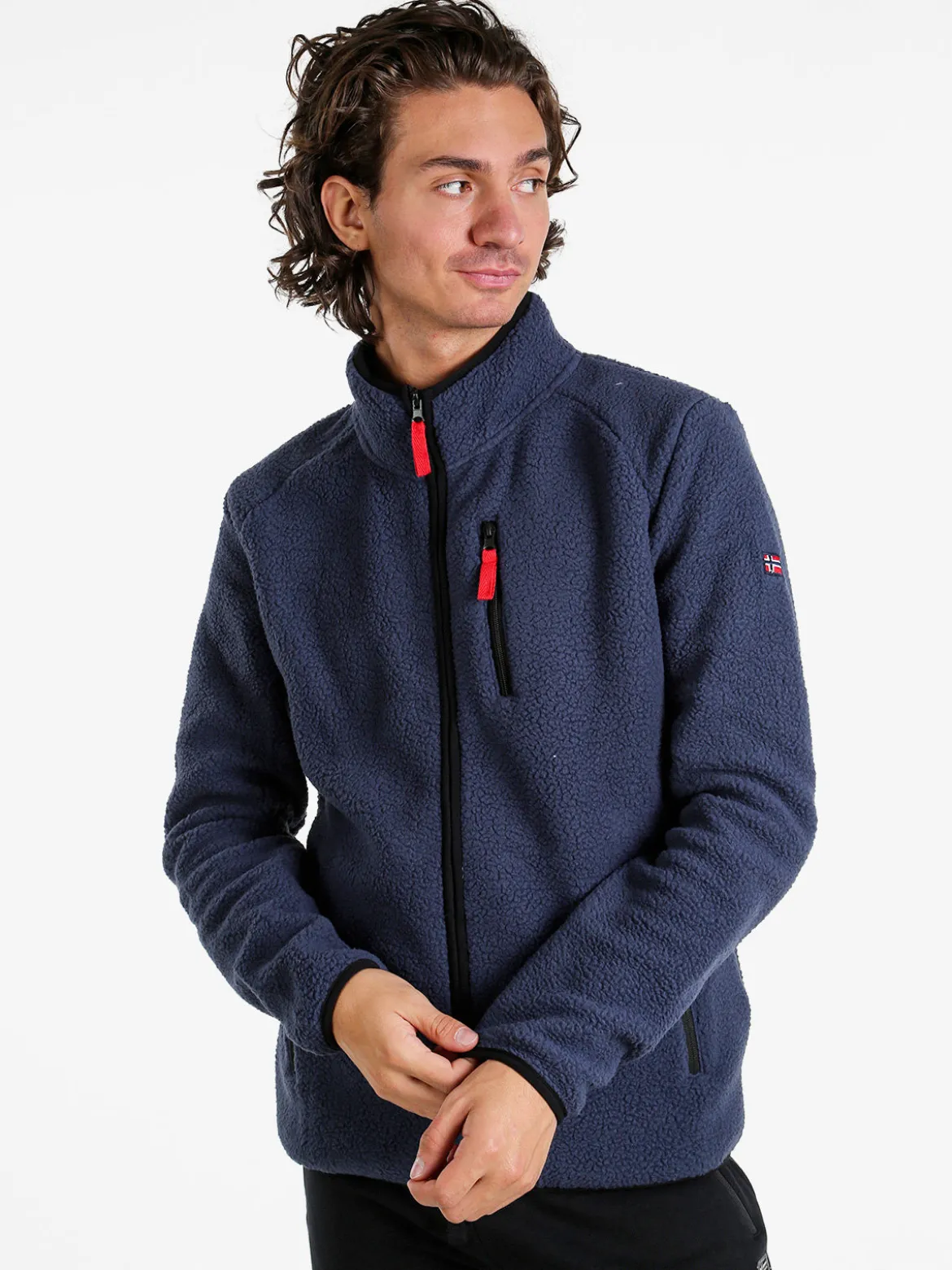 Norway Felpa in pile da uomo con zip intera - blu scuro