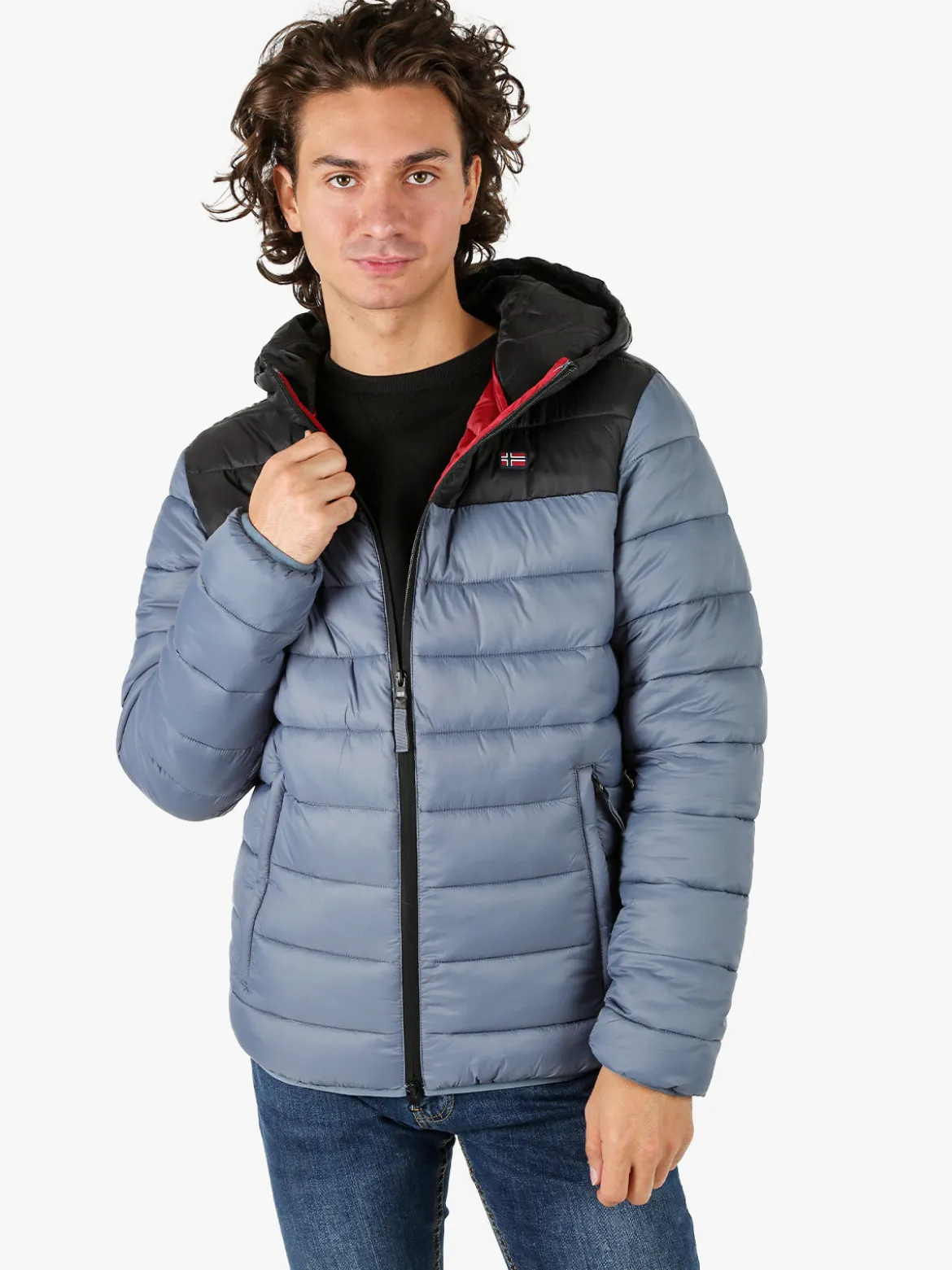 Norway Giubbotto imbottito da uomo con cappuccio e zip - cielo